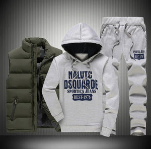 Men's Hooded Sweatshirt and Down Jacket Three-Piece Set Mimarta