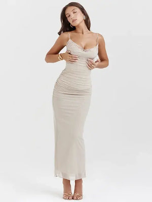 Elegant Spaghetti Strap Backless Dress Rieworkes
