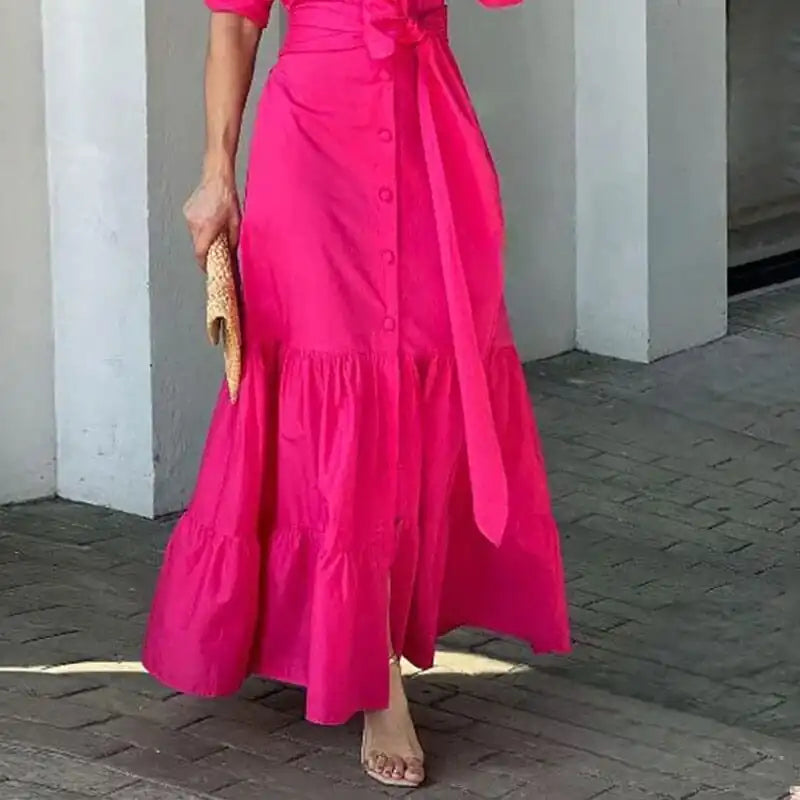 Maxi Dress Hot Pink Casual Dress Rieworkes