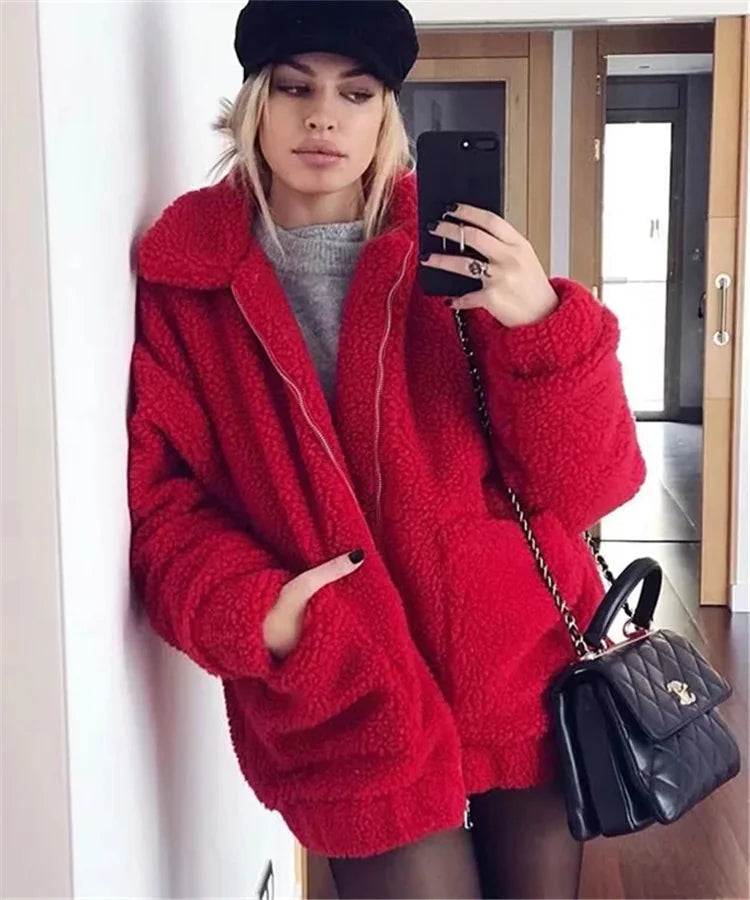 Winter warm lamb hair pocket cotton coat Rieworkes