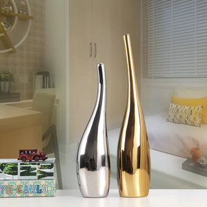 Nordic Gold Plating Ceramic Vases Model Room Home Decor Rieworkes