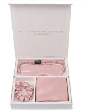 Luxury Silk Sleep Gift Set: Eye Mask, Pillowcase & Scrunchie in Gift Box Mimarta