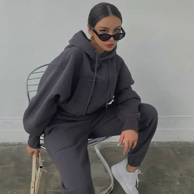 Women Warm Hoodie and Pants Set Rieworkes