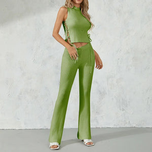 Ribbed Drawstring Top & Pants Set Rieworkes