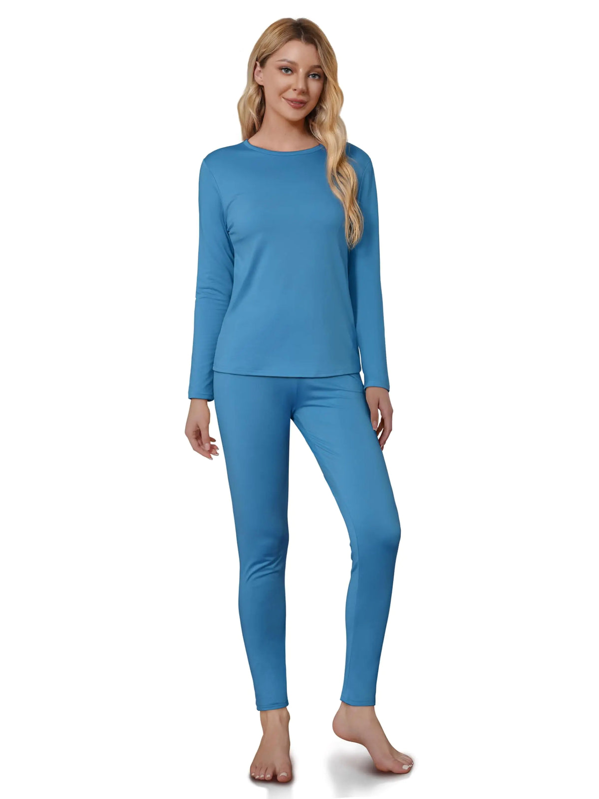VZV Thermal Underwear for Women Long Johns for Women Thermal Sets Fleece Lined Base Layer Women Thermals Top and Bottom Set Teal Mimarta
