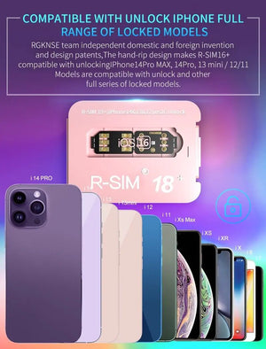 R-SIM18+ RSIM 18+ Nano Unlock Card For iPhone 14 Plus 13 12 11 Pro Max XR iOS 16 Rieworkes