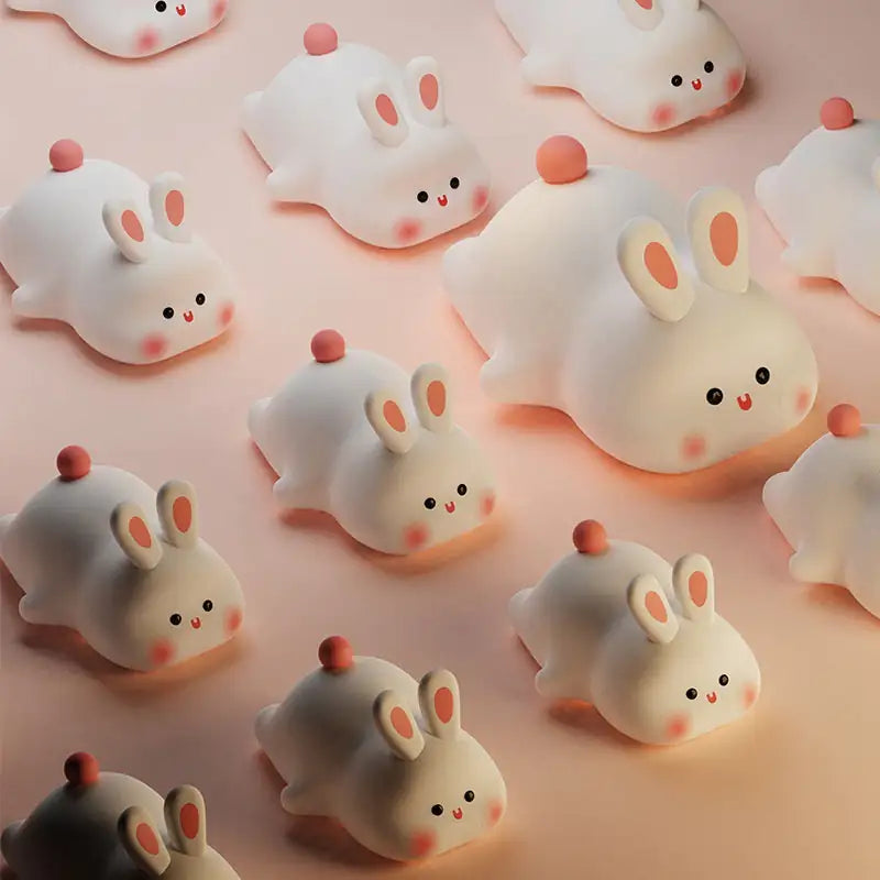 Cute LED Night Light Touch Sensor Cartoon Kid's Nightlights Big Face Rabbit Silicone Night Light Christmas Gift Bedside Lamp Home Decor Rieworkes
