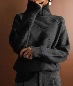 Loose High Collar Warm Sweater Solid Color Knitted Women Rieworkes