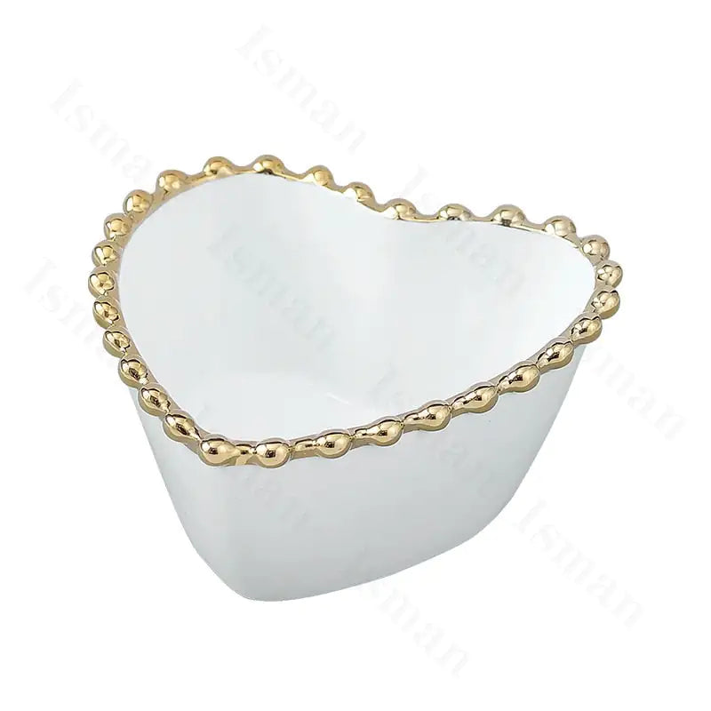 Nordic Gold Bead Ceramic Dinner Plates Rieworkes
