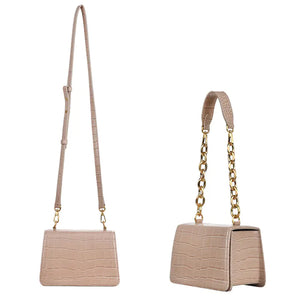 Autumn Pattern Chain Tote Bag - Vintage Square Shoulder Bag Mimarta