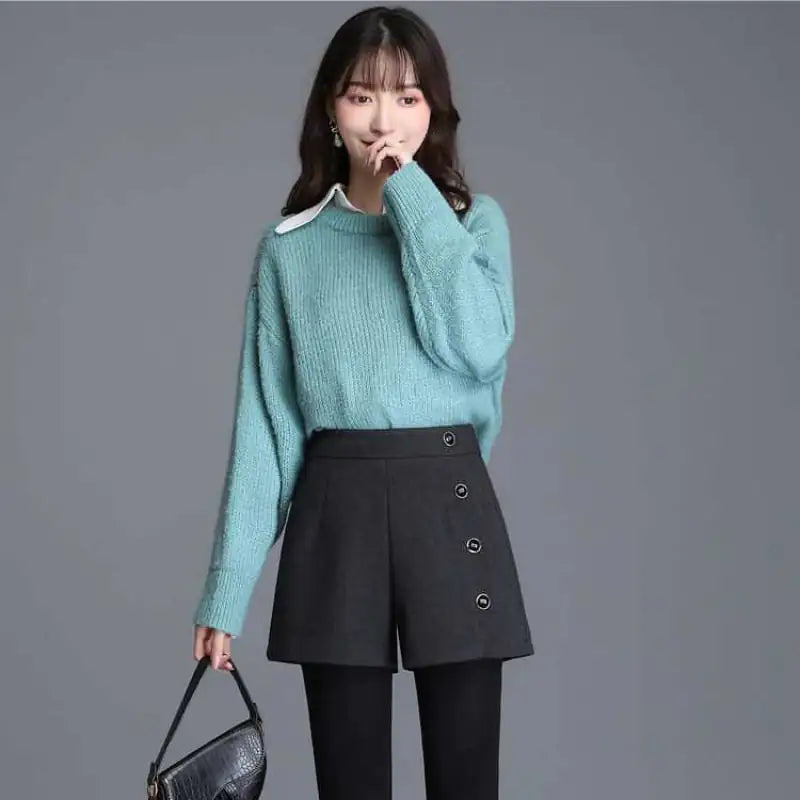 Elastic Waist Bootcut Pants Mimarta