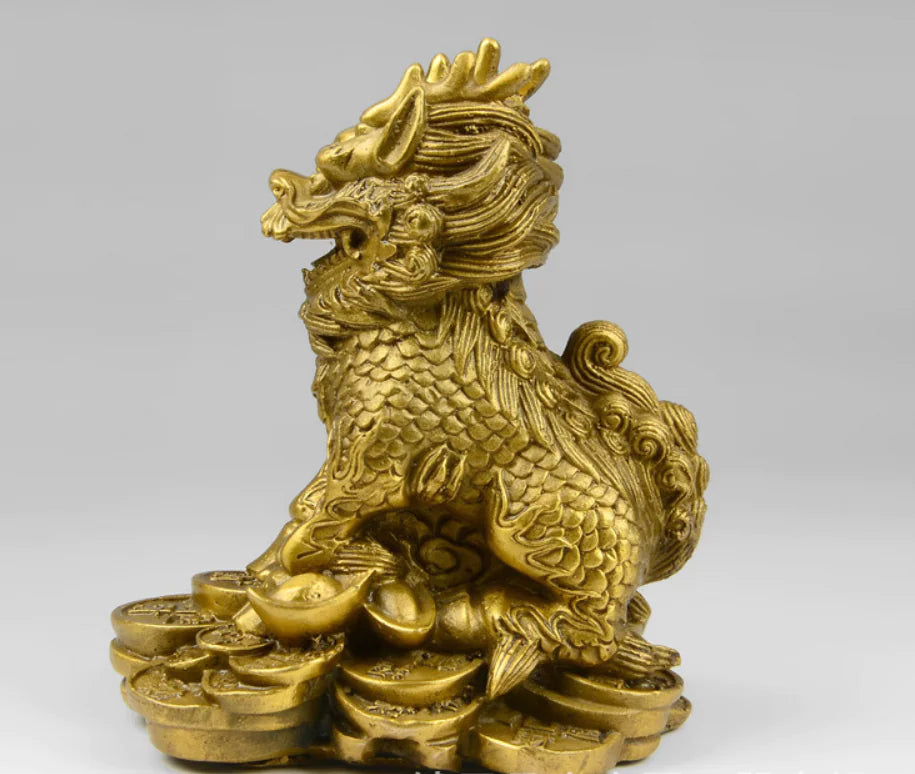 Brass Feng Shui Qilin Decorative Furniture Piece Mimarta