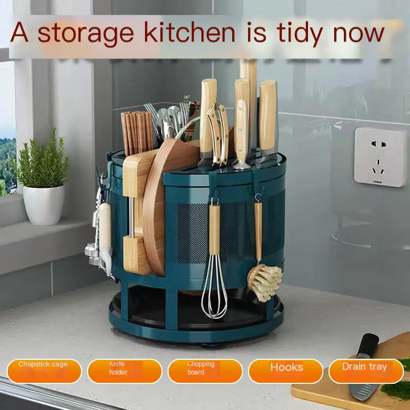 Rotating Kitchen Storage Rack for Utensils and Knives Mimarta