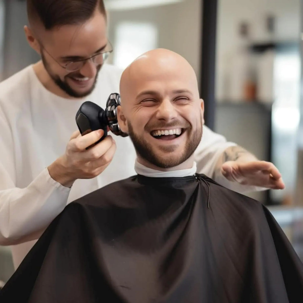 Detachable Head Shavers, SHPAVVER 5-in-1 Electric Razor IPX7 Waterproof for Bald Men, Wet/Dry LED Display Rechargeable 7D Rotary Shaver Grooming Kit with Type-C Charge (A) Brown Rieworkes