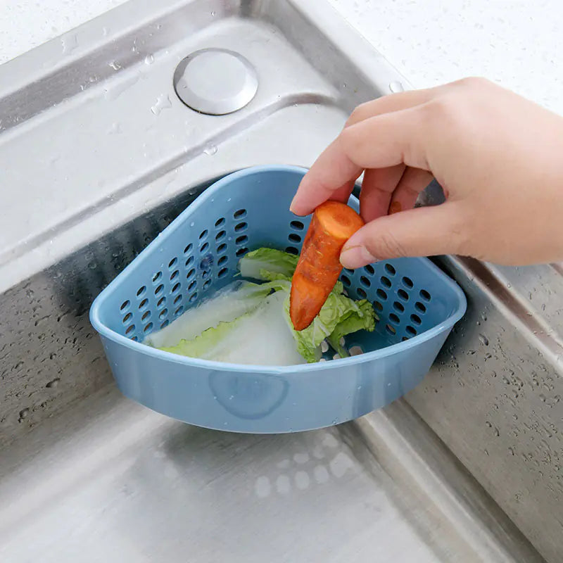 Triangle Sink Drain Basket with Suction Cup Storage Rack Mimarta