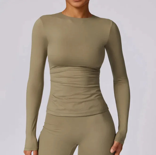 Brushed Tight Long Sleeve Yoga Leisure Workout Clothes Rieworkes