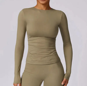 Brushed Tight Long Sleeve Yoga Leisure Workout Clothes Rieworkes