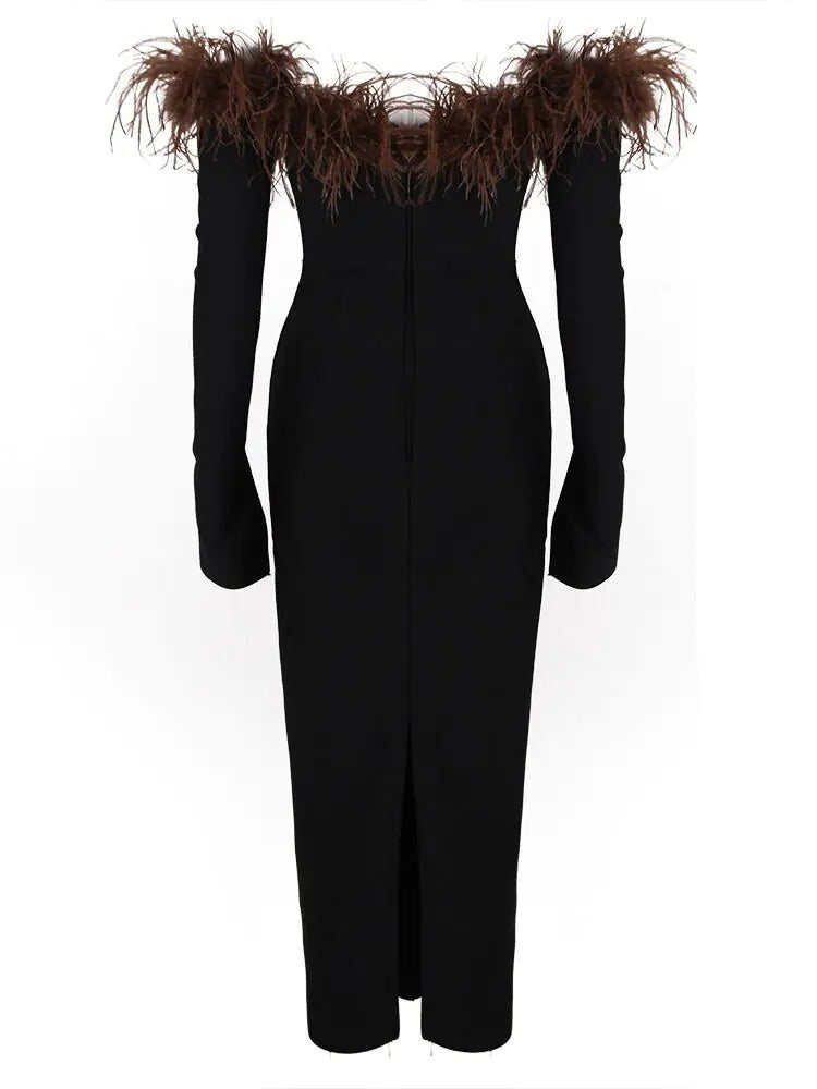 Feather Strapless Dress Rieworkes