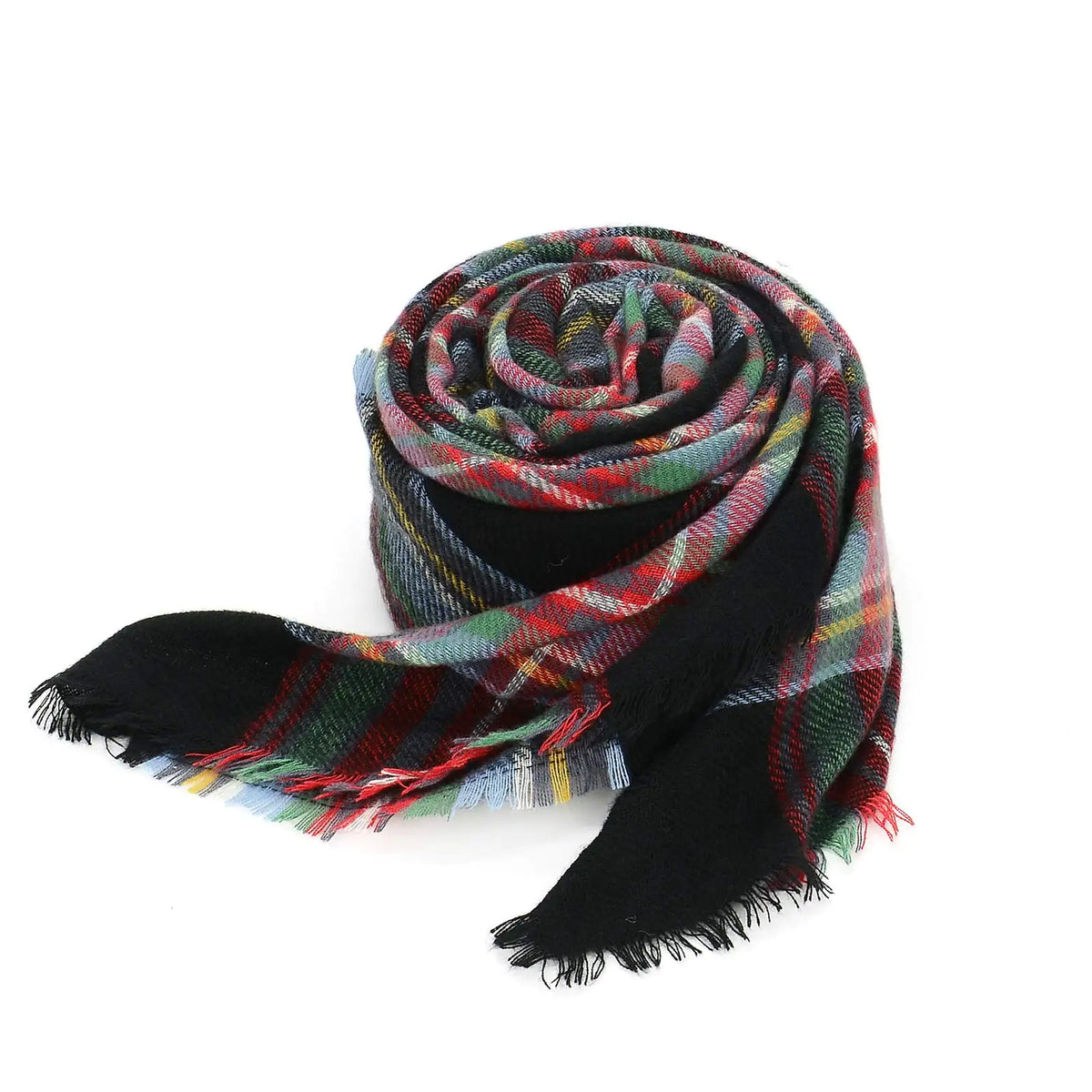 American Trends Womens Fall Winter Scarf Plaid Tassel Soft Warm Blanket Scarves Womens Shawl Wraps One Size Red &amp; Black Rieworkes