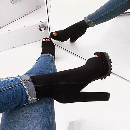 Zipped Open Toe Ankle Boots Rieworkes