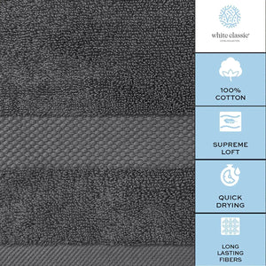 Luxury Dark Gray Bath Towel Set 8 Pcs Combed Cotton 700GSM Hotel Quality Rieworkes