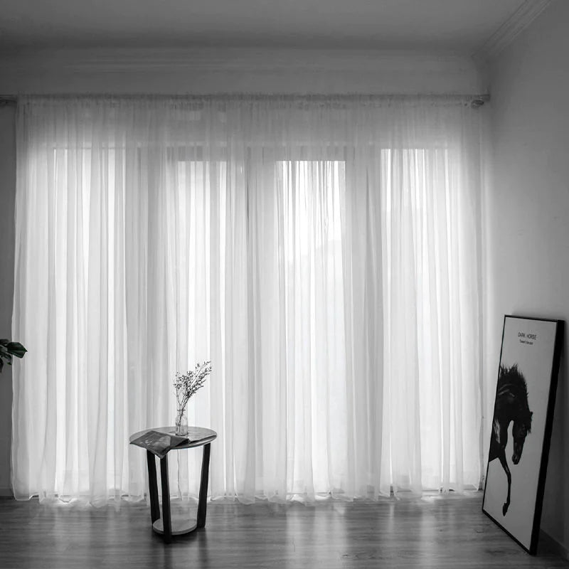 Simple And Modern Balcony Solid Color Gauze Curtain Rieworkes