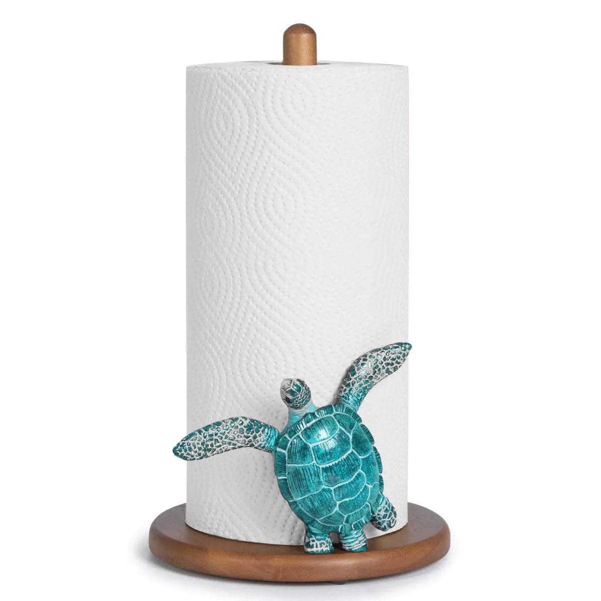 Turtle Paper Towel Holder - Beach House Decor Cute Paper Towel Holder Wood Coastal Decor for Home Sea Turtle Gifts for Women Decorative Paper Towel Holder Stand Wooden Kitchen Countertop Ocean Decor Mimarta