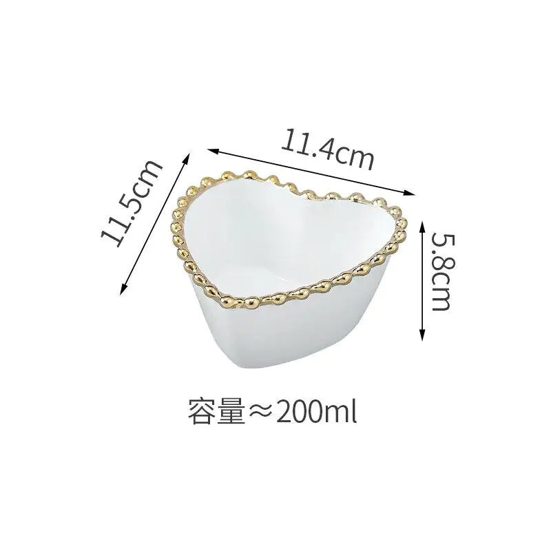 Nordic Gold Bead Ceramic Dinner Plates Rieworkes