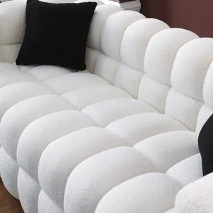 84.3 Length ,35.83 Deepth ,human Body Structure For USA People, Marshmallow Sofa,boucle Sofa ,White Color,3 Seater Rieworkes