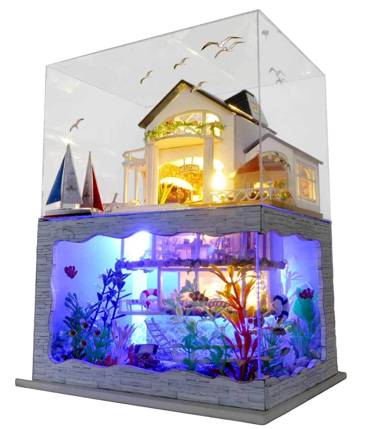 RHZN Miniature House Kit Dollhouse Kit Miniature Kit DIY Mini House Building Kit for Adult Teen Holidays in Hawaii Mimarta