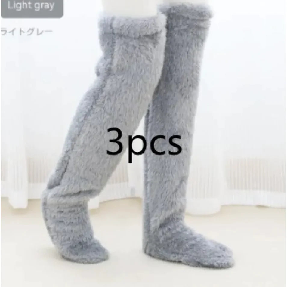 Fuzzy Over Knee High Winter Warm Socks Rieworkes