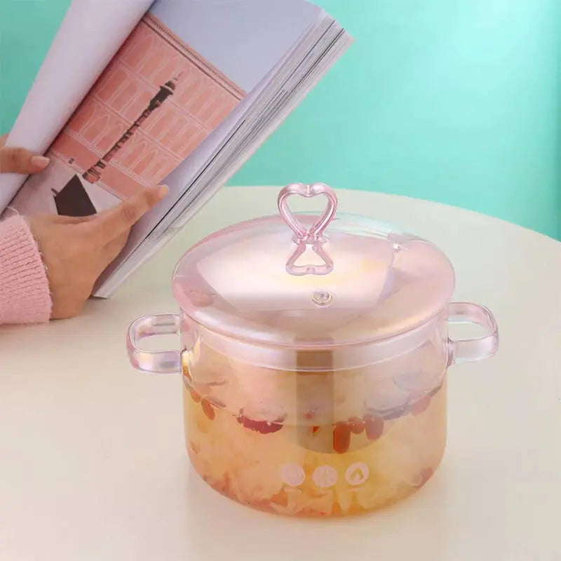 Heat Resistant Borosilicate Glass Soup Pot for Noodles Mimarta