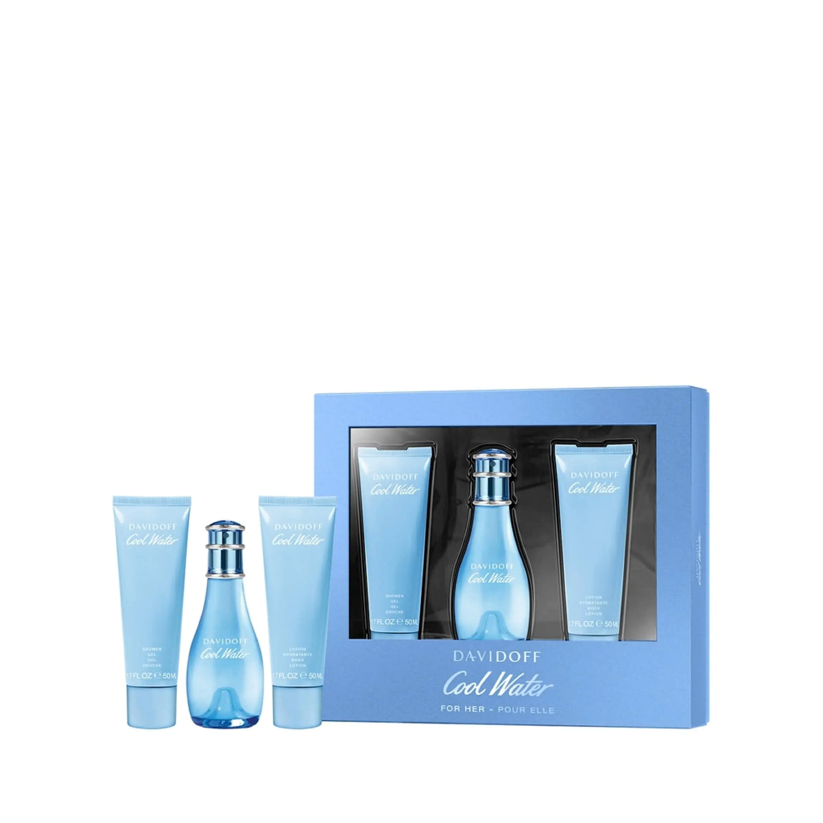 Davidoff Womens 3-Pc. Cool Water Woman Eau de Toilette Gift Set Festive Gift Set Rieworkes