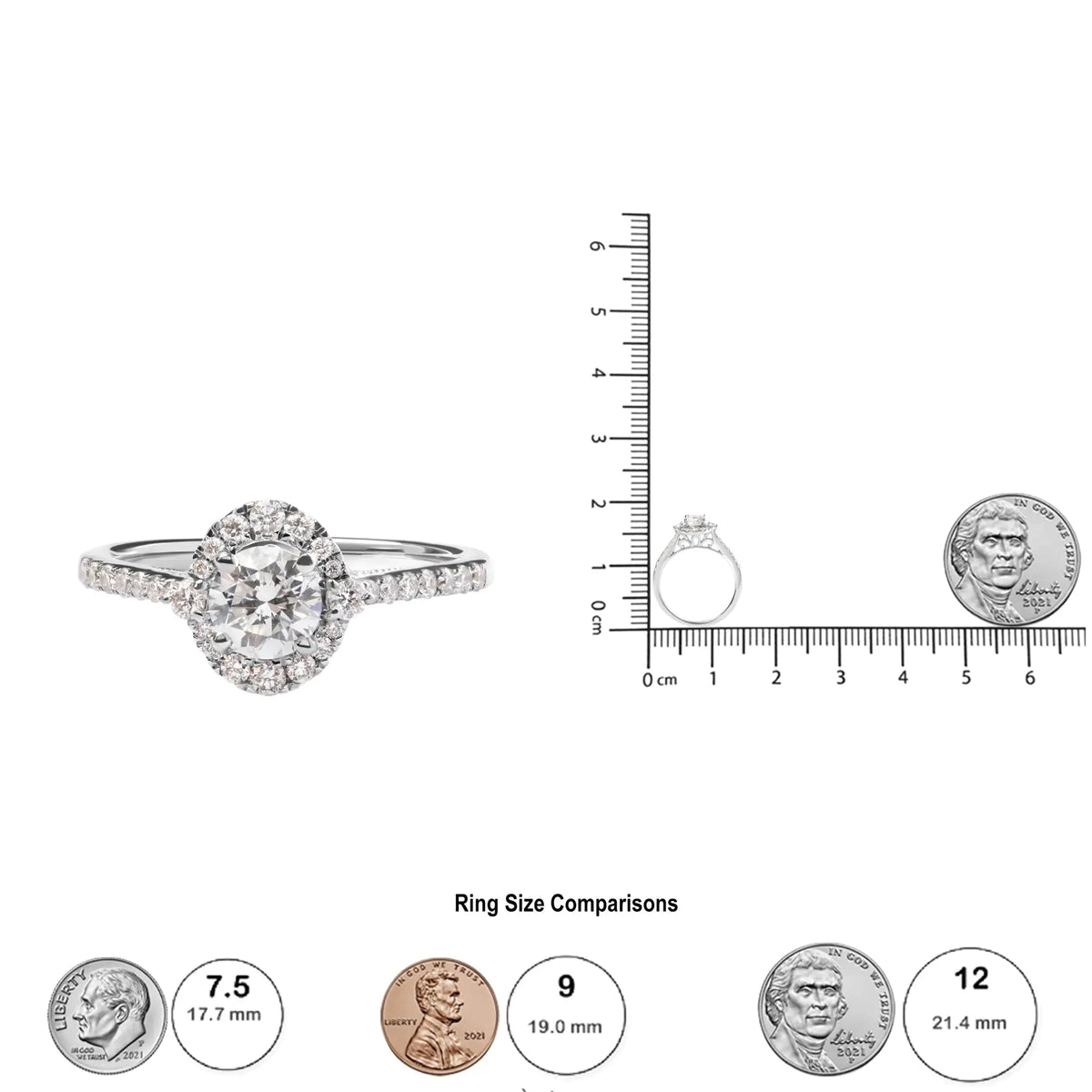 GIA Certified 14k White Gold 4/5 Cttw Diamond Halo Engagement Ring (G-H Color, SI1-SI2 Clarity) Rieworkes