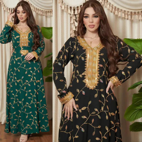 Arab Dubai Embroidery Applique Muslim Dinner Robe Mimarta