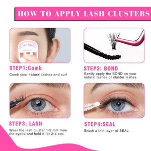 TDANCE Lash Clusters DIY Eyelash Extensions 280 Pcs 40D+50D Cluster Lashes C D Curl Individual Lashes Cluster Reusable Soft & Comfortable DIY Lash Extensions at Home(40D+50D,C Curl,16-20mm) 40D+50D-Long-C Rieworkes