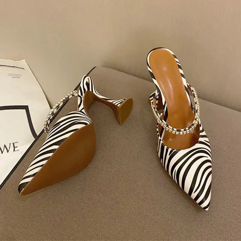 Crystal Zebra Slingback Heels Rieworkes