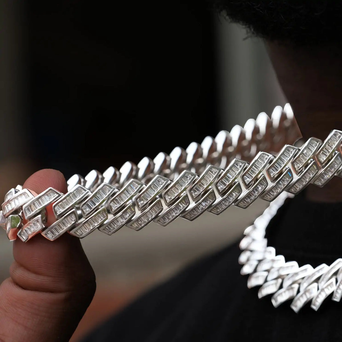 Baguette Channel Set Cuban Necklace Rieworkes