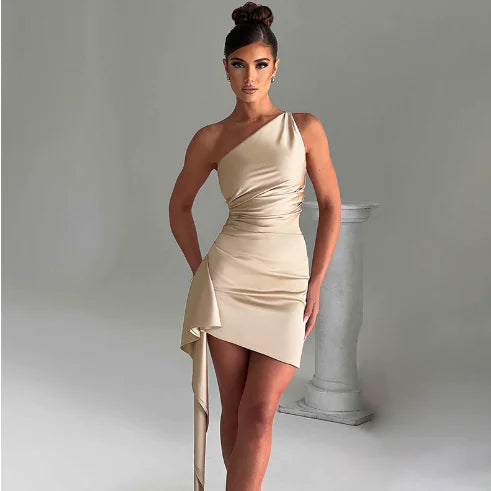 One-Shoulder Sleeveless Mini Dress for Parties &amp; Weddings Mimarta