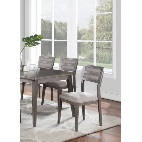 Beautiful Unique Set Of 2 Side Chairs Dark Brown Finish Kitchen Dining Room Furniture Ladder Back Design Chairs Cushion Upholstered Rieworkes