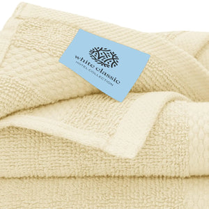 Luxury Beige Bath Towel Set 8 Pcs Combed Cotton Hotel Quality Absorbent Beige Rieworkes
