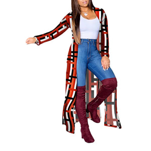 Geometric Print Long Casual Jacket Rieworkes