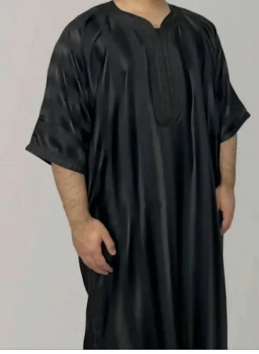 New Striped Robe Mid-sleeve Embroidered Robe Mimarta