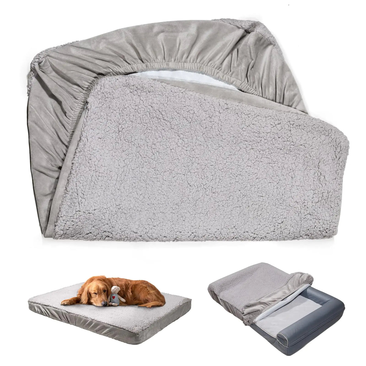 Sunsleek Dog Bed Cover Replacement Washable Dog Sofa Cover Pet Hair Easy to Clean Waterproof Dog Pillow Cover Quilted Ultra Soft Plush Pet Bed Cover for Dog/Cat 36x27 Inches Cover Only Mimarta