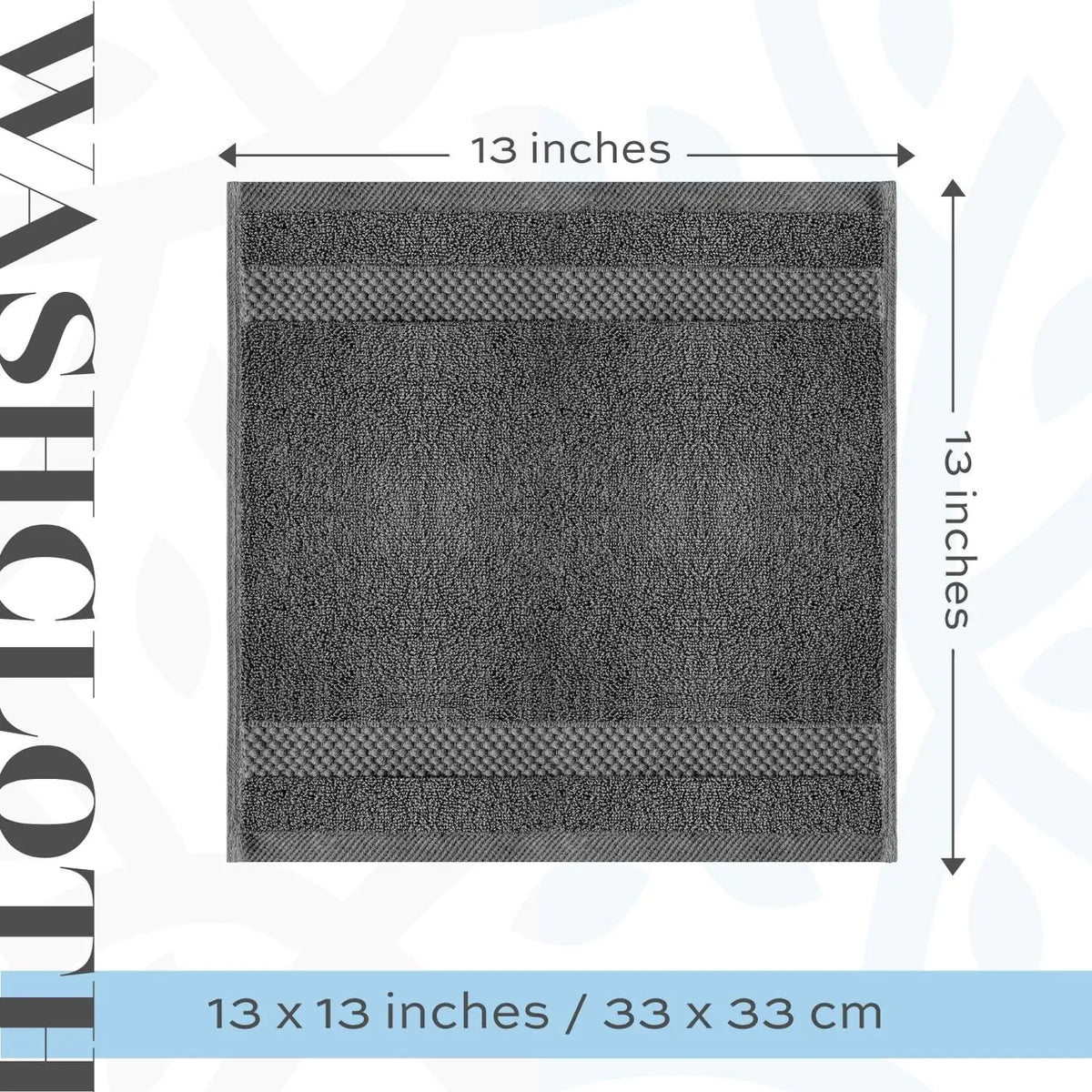 Luxury Washcloths for Bathroom Hotel Spa 12 Set 13x13 Inch Dark Gray Circlet Rieworkes