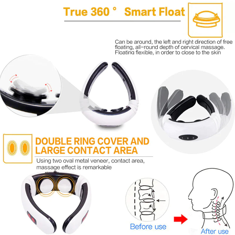 Electric Cervical Pulse Neck Massager Muscle Relax Massage Magnetic Therapy US Rieworkes