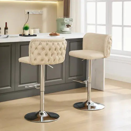 Furniture,Swivel Barstools Adjusatble Seat Height, Modern PU Upholstered Bar Stools With The Whole Back Tufted, For Home Pub And Kitchen Island Rieworkes