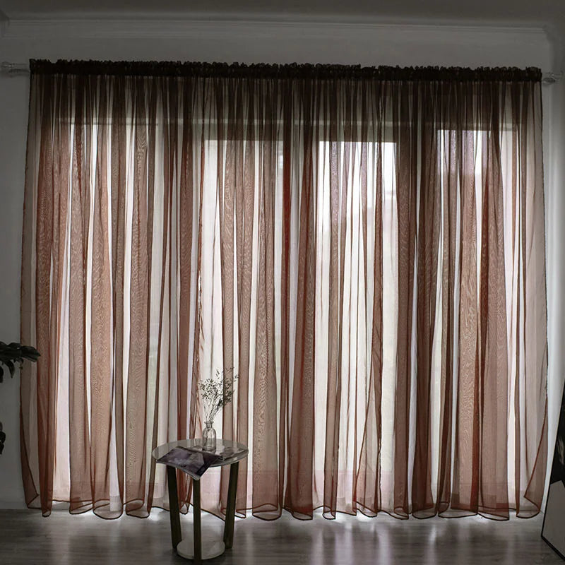 Simple And Modern Balcony Solid Color Gauze Curtain Rieworkes