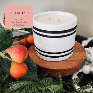 Luxury Small Striped Stone Designer Candle - Pillow Talk Rieworkes