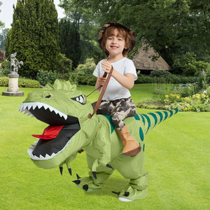 One Casa Inflatable Dinosaur Costume Riding T Rex Air Blow up Funny Fancy Dress Party Halloween Costume for Kids 2-3 Yrs Rieworkes